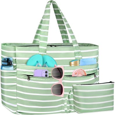 WACCET XXL Strandtasche Wasserdicht mit Reißverschluss für