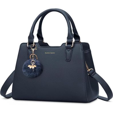 Igolumon Damen Henkeltasche Dunkelblau in Lederoptik