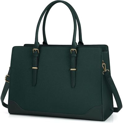 Igolumon Handtasche Damen Große Tasche Dunkelgrün Laptoptasche 15.6 Zoll PU