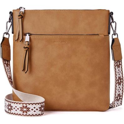 Damen Umhängetasche Mittelgroß Vegan Leder Crossbody RFID Schutz 6,7 Zoll