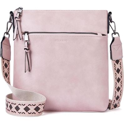 Damen Umhängetasche Mittelgroß RFID Crossbody Vegan Leder Schwarz