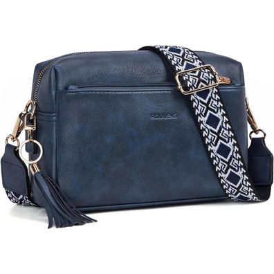 Roulens Damen Umhängetasche Vegan Leder Schultertasche Blau