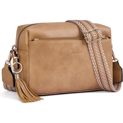 Damen Umhängetasche Veganem Leder Crossbody Schultertasche mit 3