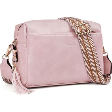 Damen Umhängetasche Veganem Leder Crossbody Schultertasche C-rosa