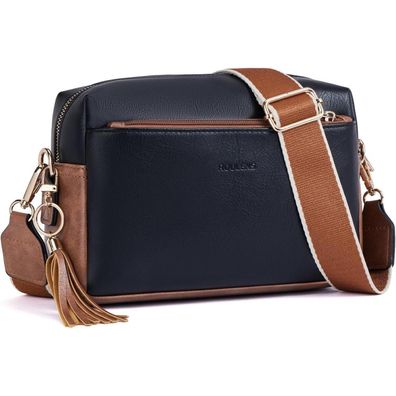 Damen Umhängetasche Veganem Leder Crossbody Schultertasche mit 3