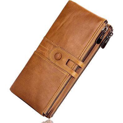 Roulens Damen Geldbörse Vintage Leder Portemonnaie RFID Schutz 13 Kartenfächer