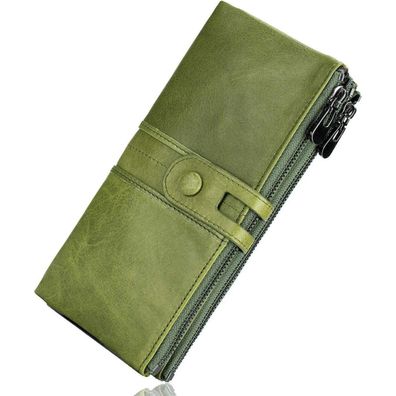 Roulens Geldbörse Damen Vintage Leder RFID Schutz 13 Karten Handyfach