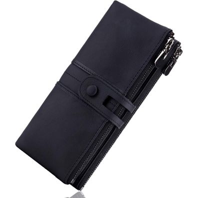 Große Vintage Leder Geldbörse Damen RFID Schutz 13 Kartenfächer Handyfach