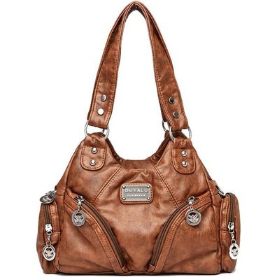 Damen Handtasche Hobo PU-Leder Schultertasche Vintage Braun