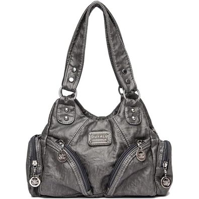 Damenhandtasche Coolives PU-Leder Hobo Henkeltasche Umhängetasche Grau