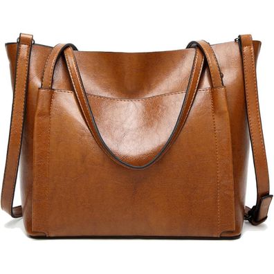 Coolives Damen PU-Leder Shopper Handtasche Schultertasche Umhängetasche Eimer