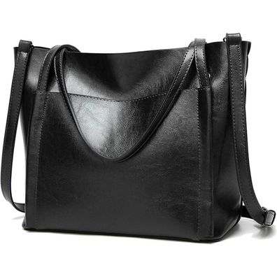 Damen Groß Shopper Tasche PU-Leder Schulterriemen Handtasche Umhängetasche