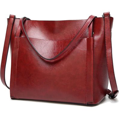 Coolives Damen Groß Shopper PU-Leder Schultertasche Umhängetasche Eimer