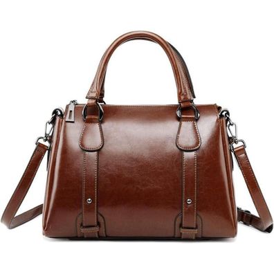 Coolives Handtasche aus Leder Damen Kaffee braun Schultertasche