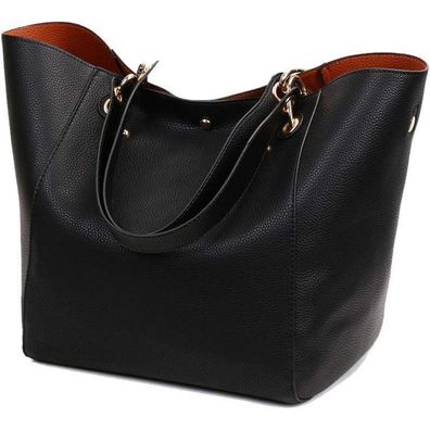 Coolives Damen 2-in-1 PU-Leder Shopper Schultertasche Vintage Hobo Handtasche