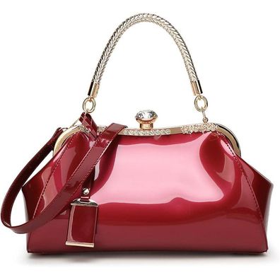 Coolives Damen Handtasche aus PU-Lackleder, Henkeltasche/Schultertasche/Umhänget