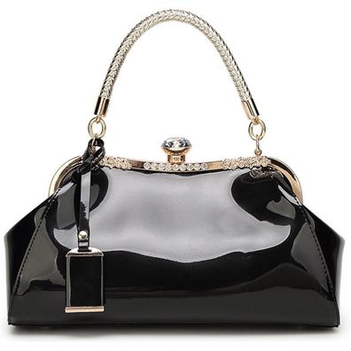 Coolives Damen Handtasche aus PU-Leder Schwarz Henkeltasche