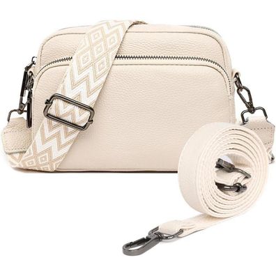 Tiaastap Damen Crossbody Bag Echtes Leder Umhängetasche Schultertasche 3 Fächer