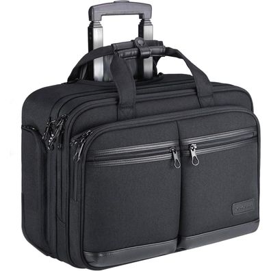 Handgepäck Trolley Koffer 17,3 Zoll Laptop Rolltasche RFID Schwarz