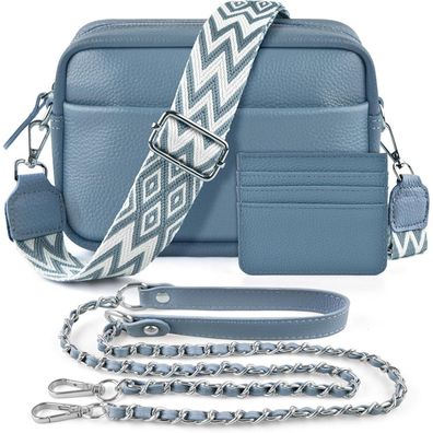 BROTOU Handy Umhängetasche Echtes Leder Crossbody Bag 3 Fächer