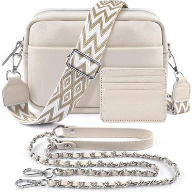 BROTOU Handy Umhängetasche Echtes Leder Crossbody Bag Damen 3 Fächer