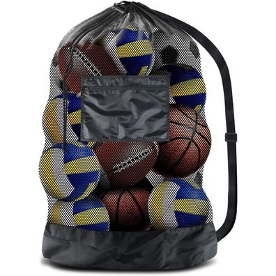 Großes Ballnetz Ballsack Netz Fußballtasche für 8-15 Bälle Sporttasche