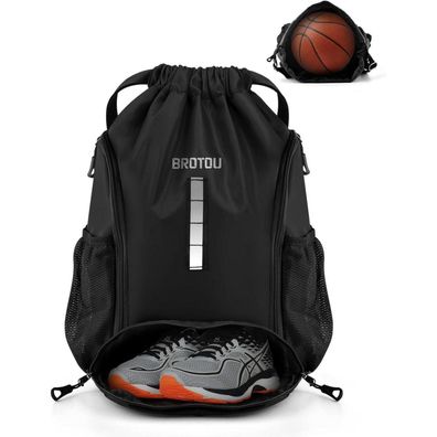BROTOU Fußball Sportbeutel Rucksack Kordelzug Gymsack Schuhfach Tunnelzug