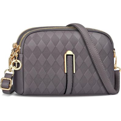 TEUEN Kleine Damen Umhängetasche Leder Crossbody Schultertasche Reißverschluss
