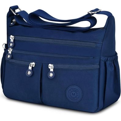 TEUEN Crossbody Bag Damen Nylon Große Kapazität Schultertasche Schwarz