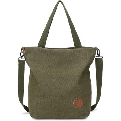 Große Canvas Damen Handtasche Schultertasche Multifunktionale Umhängetasche grün