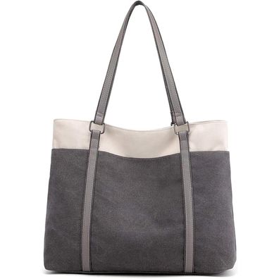 Damen Handtasche Schultertasche Canvas Groß Shopper Elegant für Büro Schule