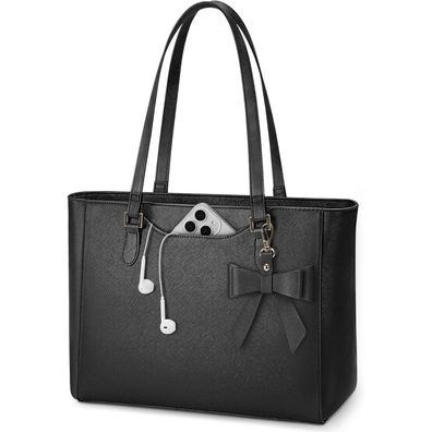 KTMOUW Handtasche Damen Groß Schwarzes Leder Tote Bag