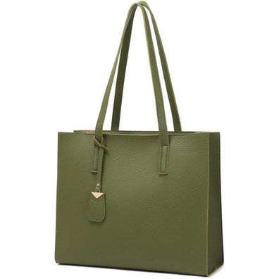 Große Damen Handtasche PU-Leder Schultertasche Hobo-Tragetasche A-grün