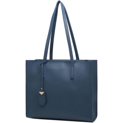 Damen Handtasche Groß Shopper Schultertasche Kunstleder Blau