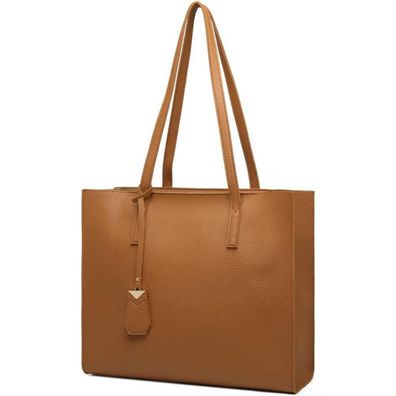 Große Damen Handtasche Shopper Schultertasche Leder Henkeltasche A-Brown