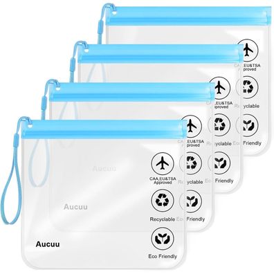 Aucuu 1L Flugzeug Beutel Kulturbeutel Reise Kosmetiktasche Transparent 20x20cm