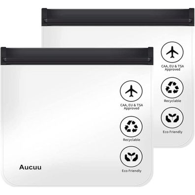Aucuu 1L Transparenter Flugzeug Flüssigkeitsbeutel 20x20cm Reise Kosmetiktasche