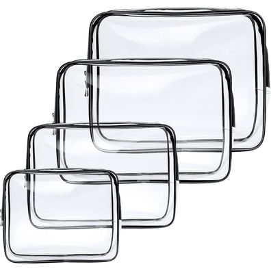 Aucuu Transparente Kosmetiktaschen, 4er Set PVC Reise Kulturbeutel