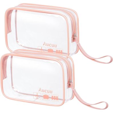 Aucuu Transparente Kulturtasche 2 Stück wasserdichte PVC-Reise Kosmetiktasche