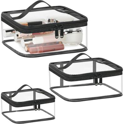 Transparente Kulturtasche 3er Set wasserdichte PVC Waschtaschen