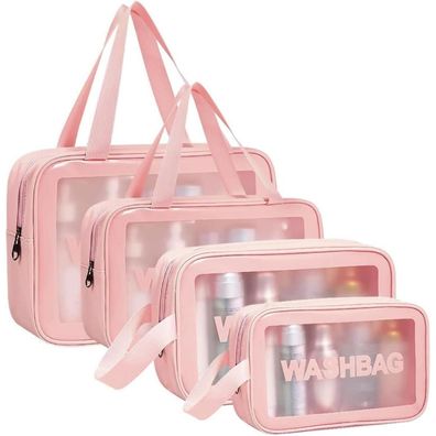 Transparente PVC Kosmetiktasche Set 5-teilig Rosa Aucuu