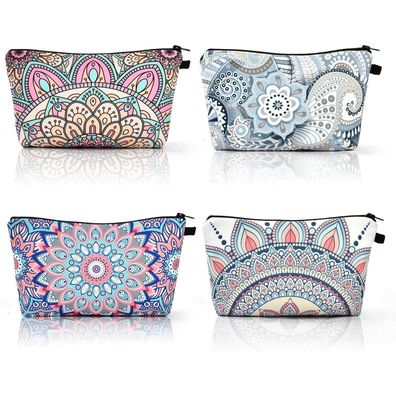 Kosmetiktasche 4 Stück klein Segeltuch Reisetasche Makeup Organizer Mandala