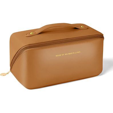 Aucuu Reise Kosmetiktasche aus PU Leder, Tragbar, Groß, Wasserdicht, Braun