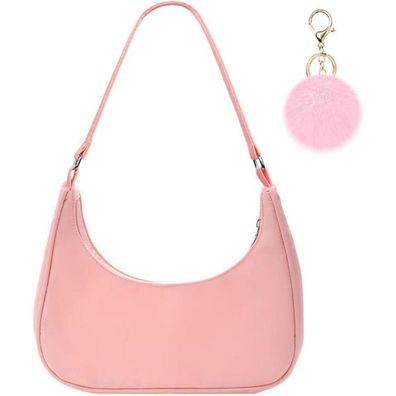 Umhängetasche Damen Handtasche Nylon Retro Y2k Fashion Pom-Pom 27x23x7cm
