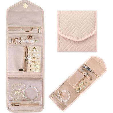 Schmuckroll Organizer Tasche, Reise Schmuckaufbewahrung für Ohrringe Ringe