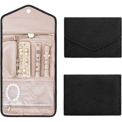 Aucuu Schmuckroll Organizer Tasche Reise Schmuckaufbewahrung für Ohrring Ringe