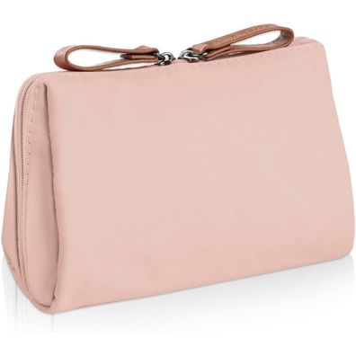 Kosmetiktasche mit Trennwand und Doppelreißverschluss, wasserdicht, rosa