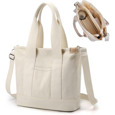 Canvas Handtasche Damen Umhängetasche Reißverschluss Alltag