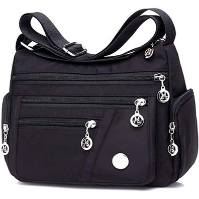 Nylon Oxford Unisex Schwarz Reißverschluss Mehrere Taschen