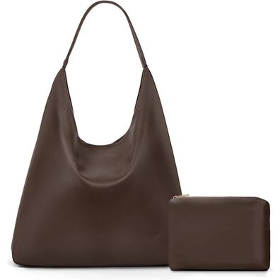 Große Damen Wildleder Tote Bag Braun Schultertasche Handtasche Magnetisch